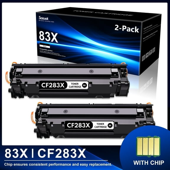83X High Yield Toner Cartridge Yields Up to 2,500 Pages Black 2-Pack Compatible for HP CF283X Pro M201 M201n MFP M125 M125a M125nw M127fn M225dn Printer