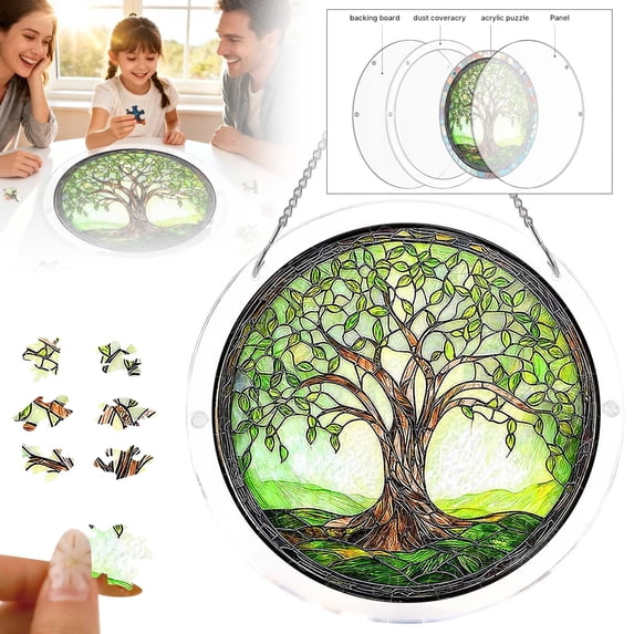 83pc Acrylic Jigsaw Puzzle Suncatcher – 7.4in Sun Catcher Puzzle for Windows Hanging, Home & Garden Gift #003