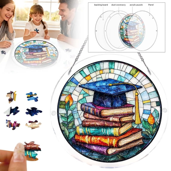 83pc Acrylic Jigsaw Puzzle Suncatcher – 7.4in Sun Catcher Puzzle for Windows Hanging, Home & Garden Gift #008