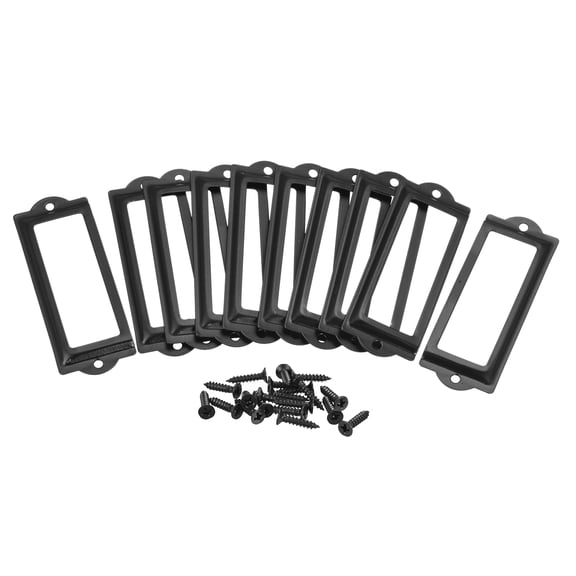 83x30mm Drawer Tag Label Metal Label Holder File Tag Frames Black 10 Pack