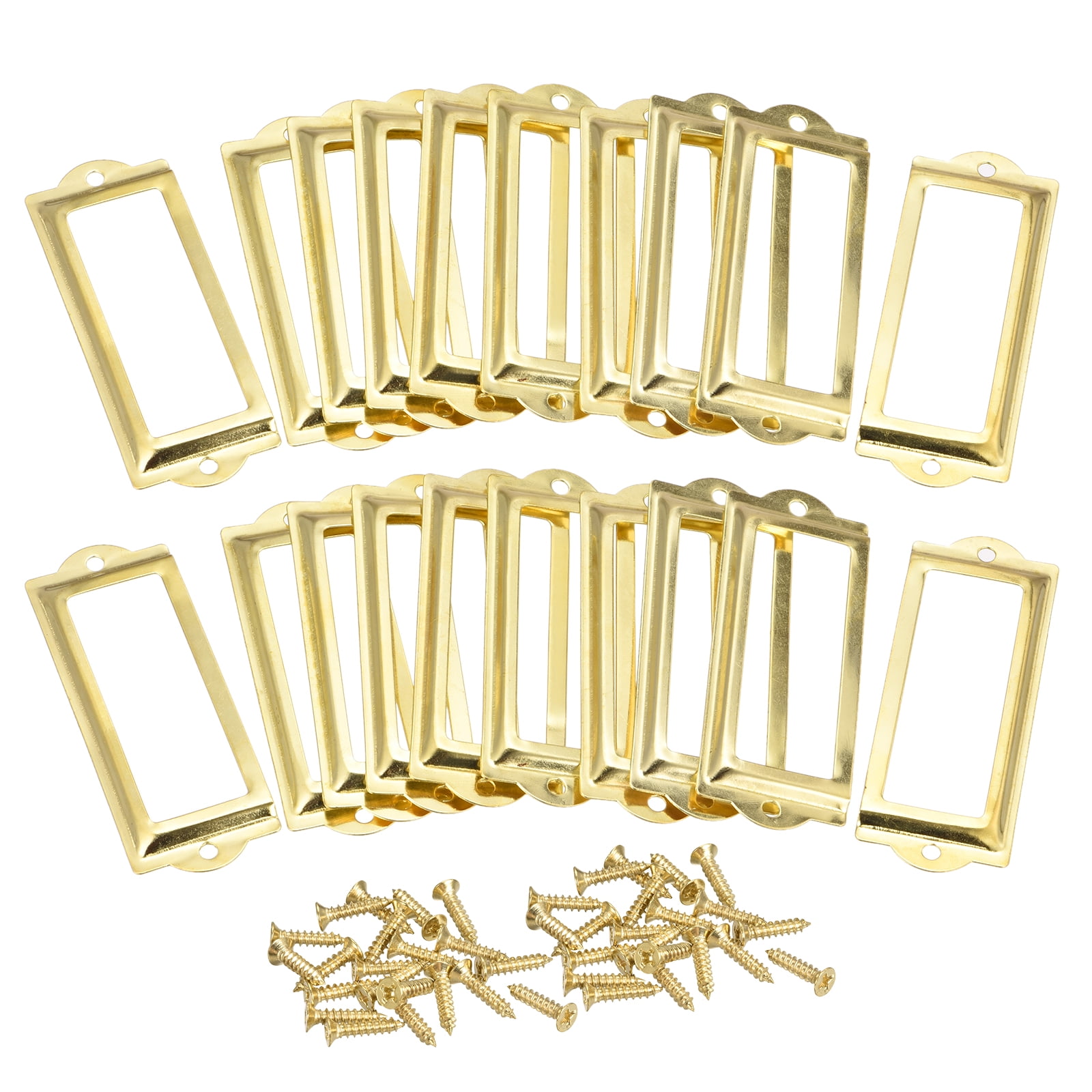 83x30mm Drawer Tag Label Metal Label Holder File Tag Frames Gold Tone ...