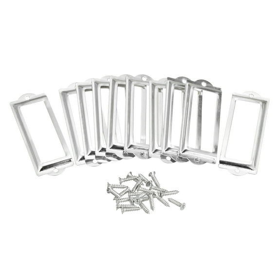 83x30mm Drawer Tag Label Metal Label Holder File Tag Frames Silver Tone 10 Pack