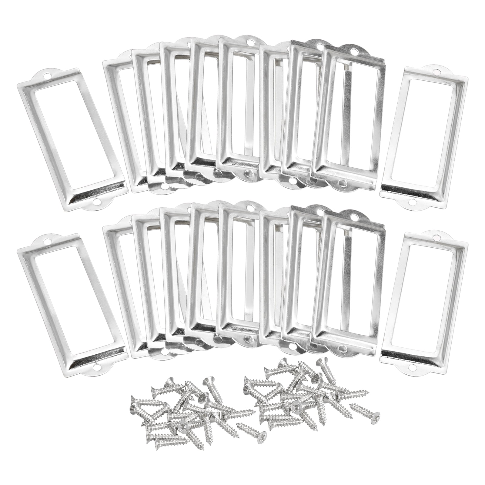 83x30mm Drawer Tag Label Metal Label Holder File Tag Frames Silver Tone ...