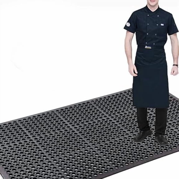 83x35 Commercial Anti-Fatigue Drainage Rubber Matting Non-Slip Rubber Drainage Mat Commercial Kitchen Floor Mat Rubber Mat with Holes for Wet Area Use Black$$Tools