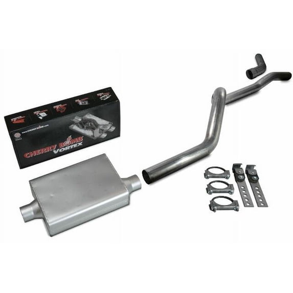 84-01 Jeep Cherokee 4.0L 2.5" Aluminized Exhaust Kit Chery Bomb Vortex Corner