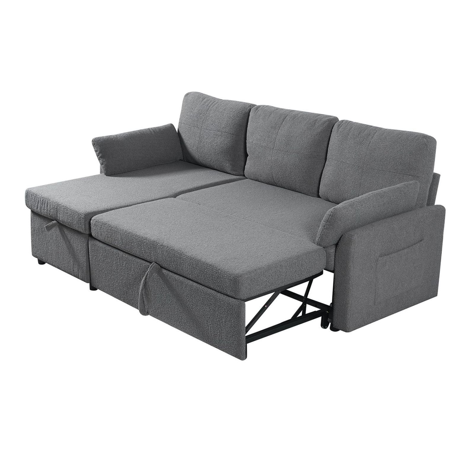 84.2" Sleeper Sofa Bed,Pull Out Sofa Bed with Storage Chaise L Shape ...