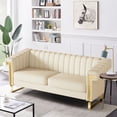 thumbnail image 1 of 84" 3 Seater Sofa Couch, TUANLUO PU Leather Tufted Sofa with Rolled Armrest and Metal Leg, Modern Deep Seat Sofa Couch for Living Room, Beige, 1 of 7