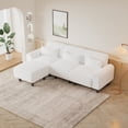 thumbnail image 1 of 84.6" L-Shaped Sectional Sofa, Can Be Converted to Loveseat and Chaise Lounge, Upholstered Boucle Modular Sofa, 4 Seat Couch with 3 Waist Pillows for Apartment Bedroom, Beige, 1 of 8