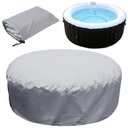 84.6 in Round Hot Tub Cover, 210D Oxford Cloth Full Coverage Hot Tub Cover Replacement, Waterproof Sun Protective Spa Protector with Drawstring for Outdoor