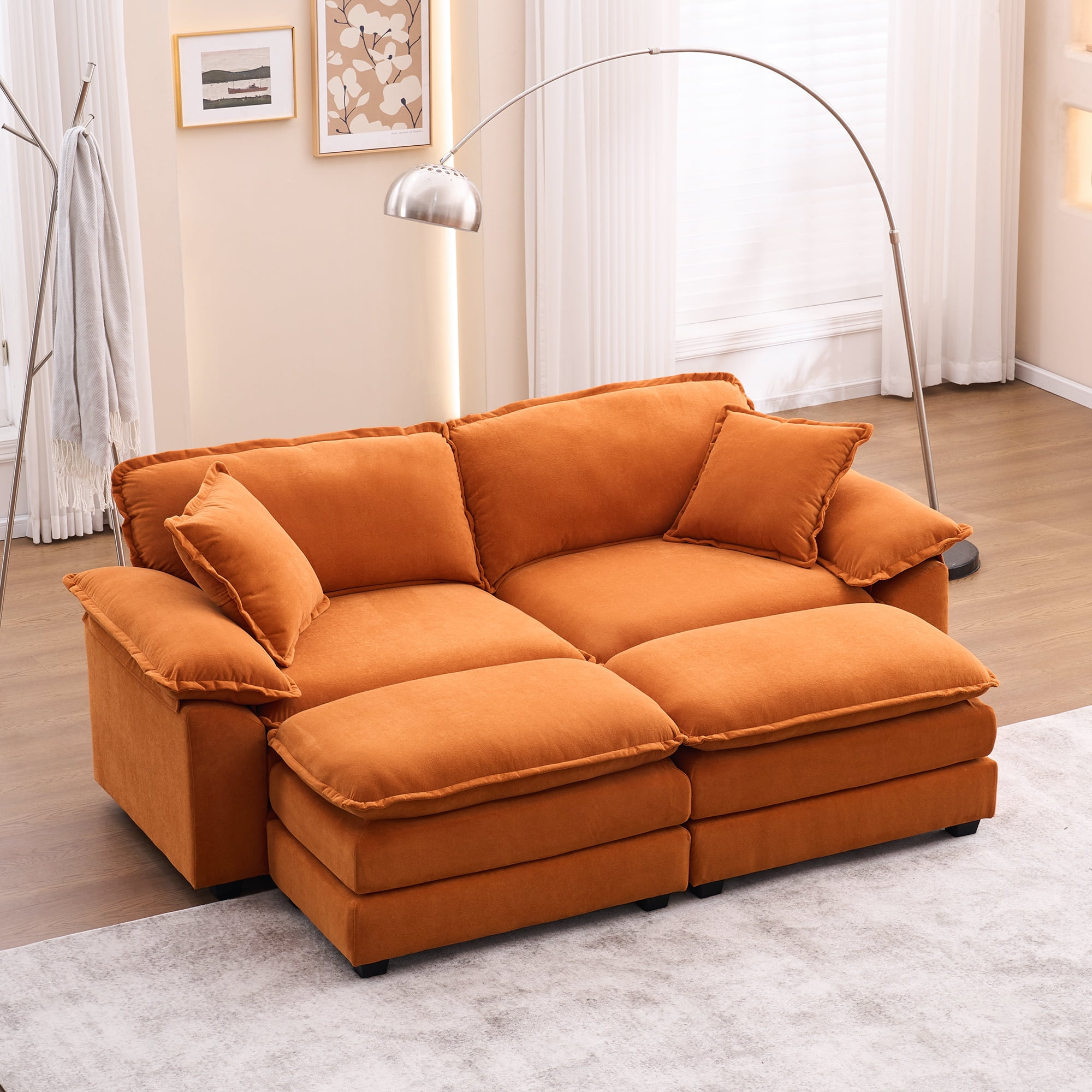 ZX Design 84.6'' Oversized Velvet Loveseat Couch, Modern