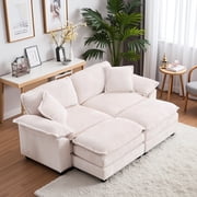 ZX Design 84.6" Oversized Modular Sectional Sofa, Corduroy Loveseat with Ottoman, Deep Seat Cloud Couch for Living Room