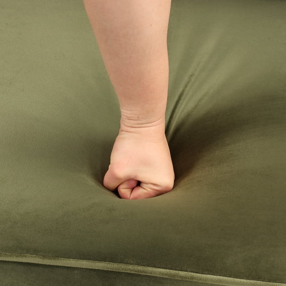 84.75" Green Velvet Sleeper Sofa Bed | 2-in-1 Pull-Out L-Shape Couch with Storage Ottoman | High-Density Foam, 1000lb Capacity | Perfect for Living Room & Apartment