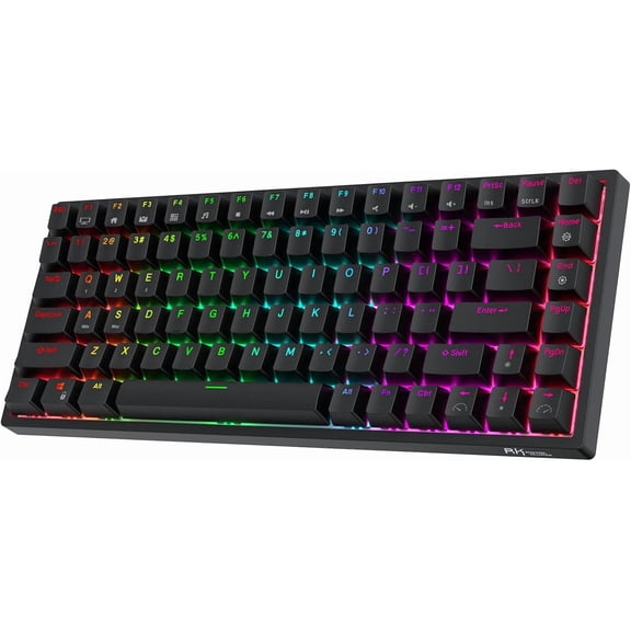 84 75% Triple Mode BT5.0/2.4G/-C Hot Swappable Mechanical Keyboard, 84 Gaming Keyboard w/High-Capacity , Clicky Blue