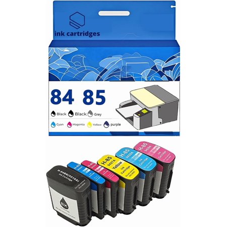 84 85 84BK 85C 85M 85Y 85LC 85LM Ink Cartridges Compatible for HP 90r 10ps 20ps 50ps 30 120 130 Inkjet Printers, Leak-Proof Design Crisp Printing