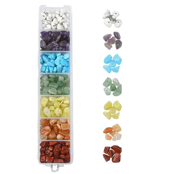 84~91G 7 Styles Natural Gemstone Chip Beads Strands Mixed Dyed and Undyed 5~8x5~8mm Hole: 1mm 12~13g/style