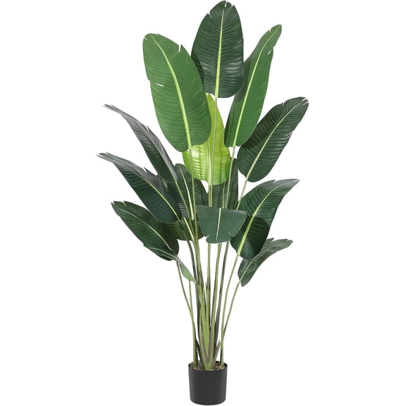 84 in Artificial Plant Bird of Paradise Artificial Plant with 15 Trunks Fake Plant 7 ft Faux Plants Fake Banana Plant Plant with Pot Artificial Plants for Home Decor Indoor Outdoor