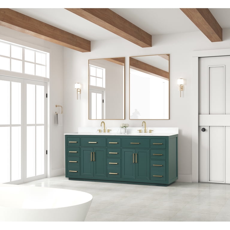 Bathroom Vanity Without Backsplash DORNBERG 60" Wide White Engineered