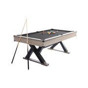 84" Billiard Table Set, Industrial 7FT Pool Table Includes 2 Cue Sticks, 16 Balls, 2 Chalk, Rack & Brush, K-Leg Design for Home, Basement, Office, Apartment, Game Room & Recreational Spaces