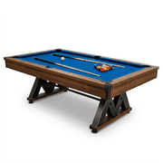 84  Billiard Table with Rustic Brown Finish,W-Shaped Legs and Royal Blue Cloth for Family Game Room, Adult Rrec Room, Basements, Man cave, or Garage