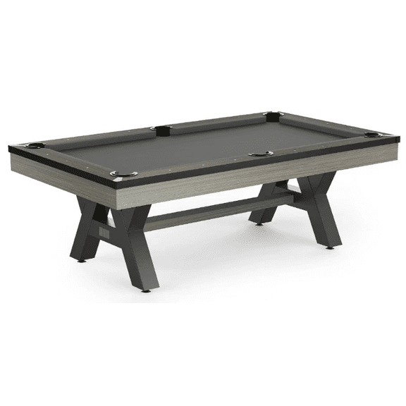 84 Billiard Table with Rustic Brown Finish, K-Shaped Legs and Royal Blue Cloth for Family Game Room, Adult Rrec Room, Basements, Man cave, or Garage