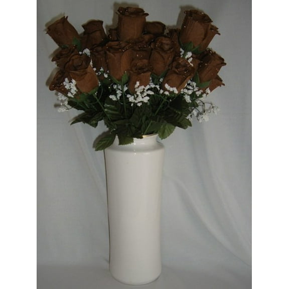 84 Brown Silk Rose Flowers w/Raindrops - Wedding Flowers- Bridal/Floral - Centerpiece Flower Arrangement Supplies- Bridal Bouquet Roses