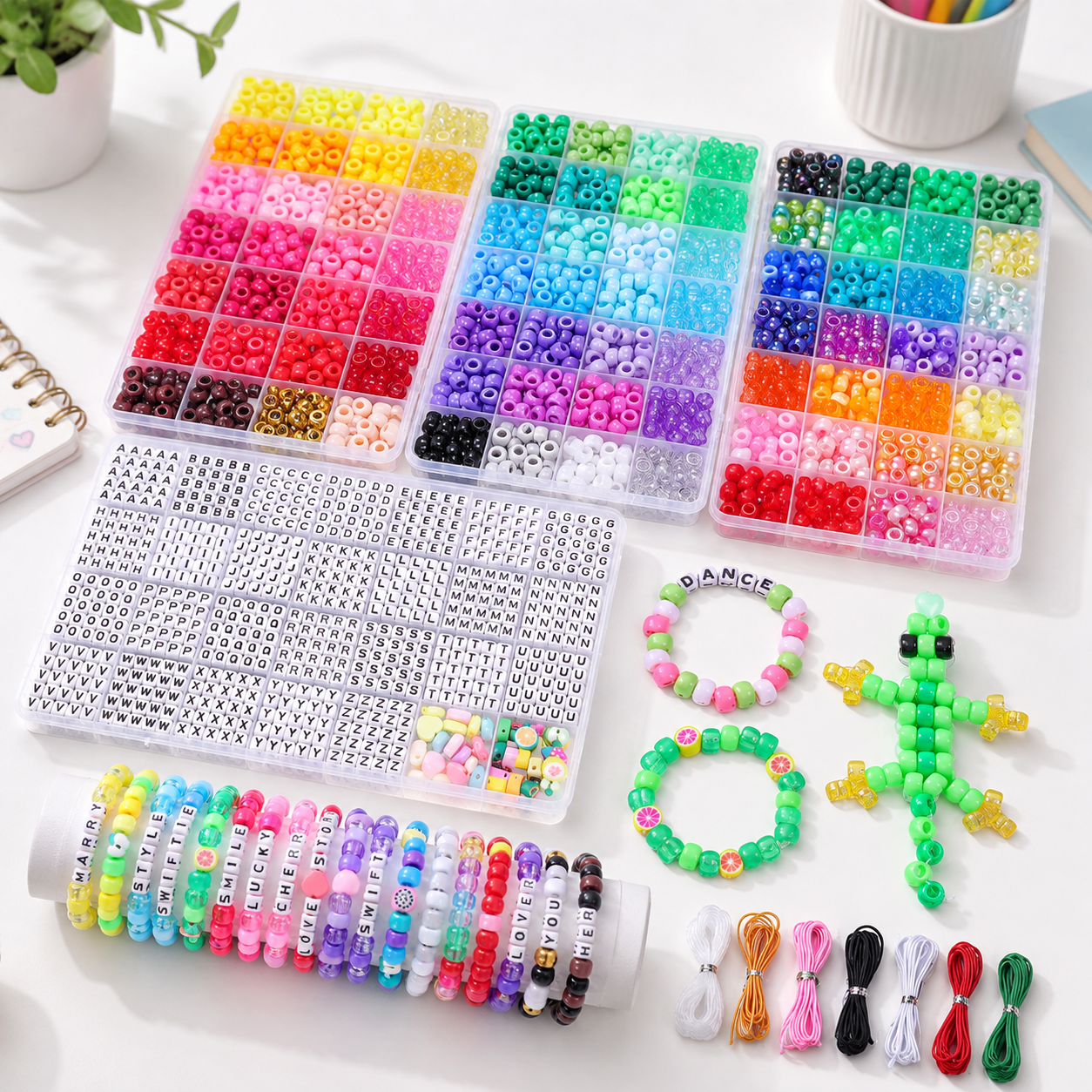 84 Color Pony Bead Making Kit with Alphabet Beads for Bracelets and ...
