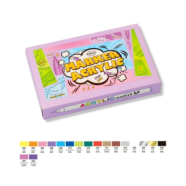 84 Colors Acrylic Paint Markers Brush Marker Pen for Artist Rock Painting,Glass,Ceramic Fabric DIY Card Making Art Supplies 18 colors