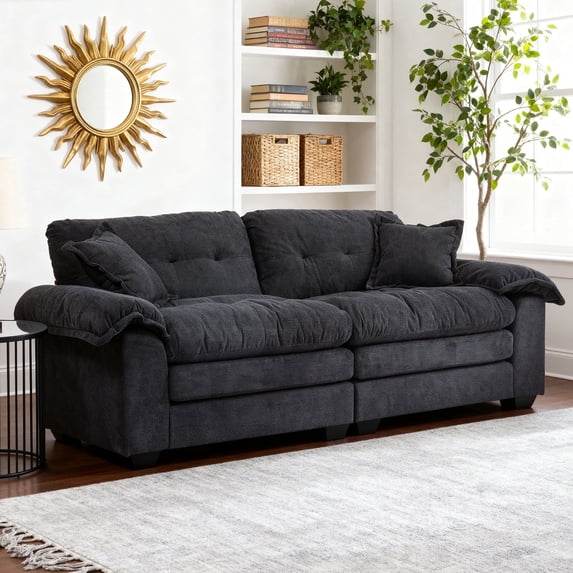 O&O 84" Modern Chenille Loveseat - Pocket Spring & Memory Foam Sofa for Home/Office