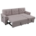 thumbnail image 1 of 84'' Convertible Pull Out Sofa Bed with USB Charging Ports and Pocket, L Shaped Upholstered Sectional Comfy Couch with Reversible Storage Chaise for Apartment, Studio, Office, 1 of 8