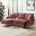thumbnail image 1 of 84 "  84 "Convertible Sectional Sofa Bed,Upholstered L-Shaped Sofa Couch with Reversible Chaise Lounge and 2 Pillows ,Modular 3-Seat Comfy Deep Seat Sofa for Living Room,Apartment,Office,Pink, 1 of 9