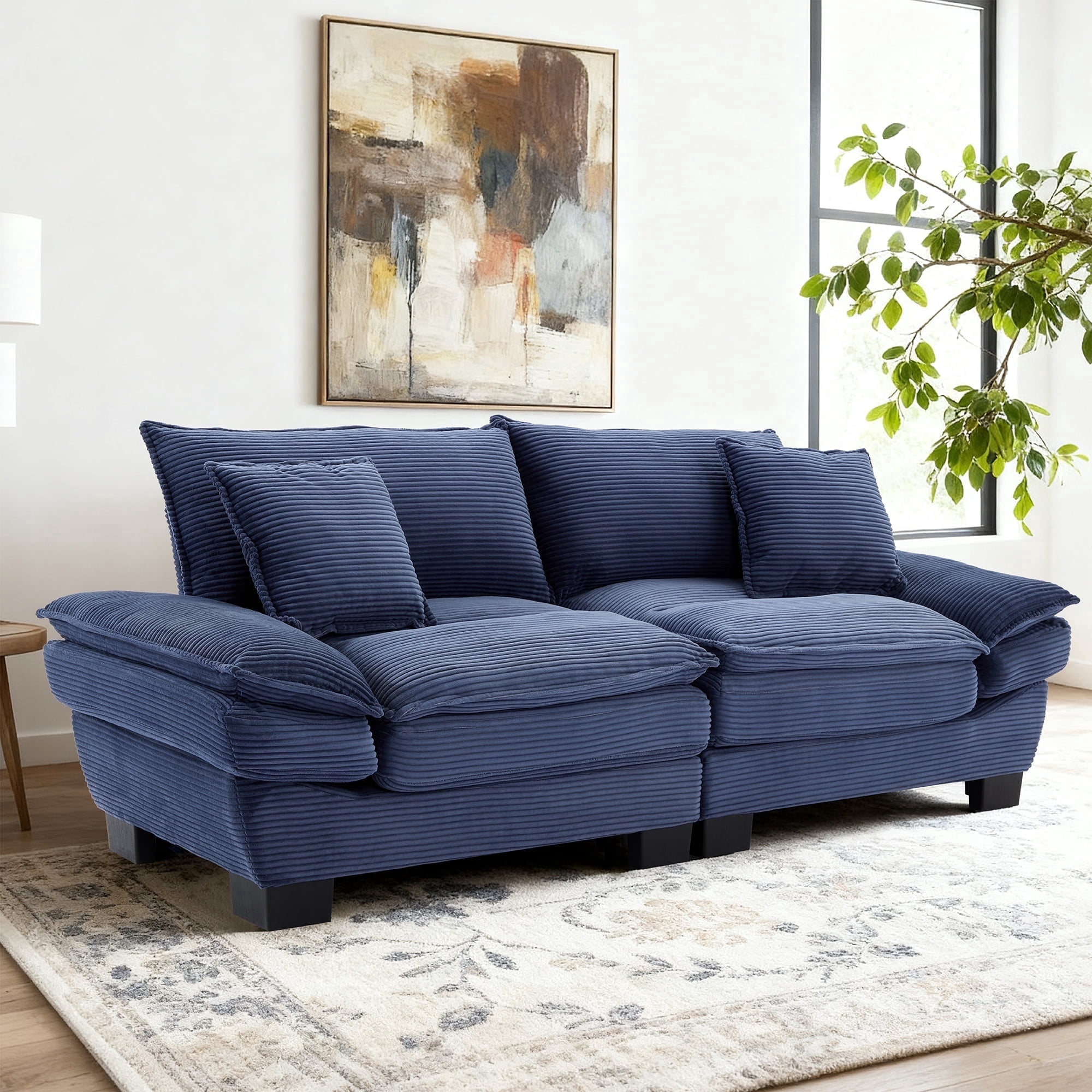 84" Comfy Corduroy Sofa 2-Seater Deep Seating Loveseat with Pillows for Small Spaces