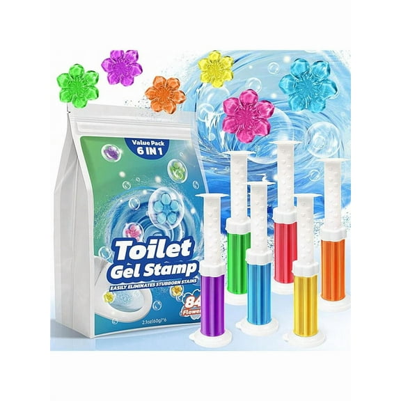 84-Count 84 Flowers Toilet Cleaner Gel (6-in-1) | Air Freshener, Effective Deodorizer & Long-Lasting Fragrance for Toilet Bowl & Bathroom