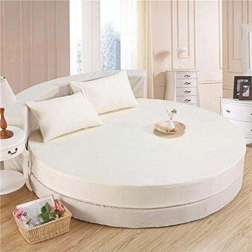 84" Round Bed Sheet Set – 4 Piece, 600 TC Pima Cotton, (9" - 12") Deep Pocket, Soft & Breathable, 84" Diameter, Solid (Ivory)