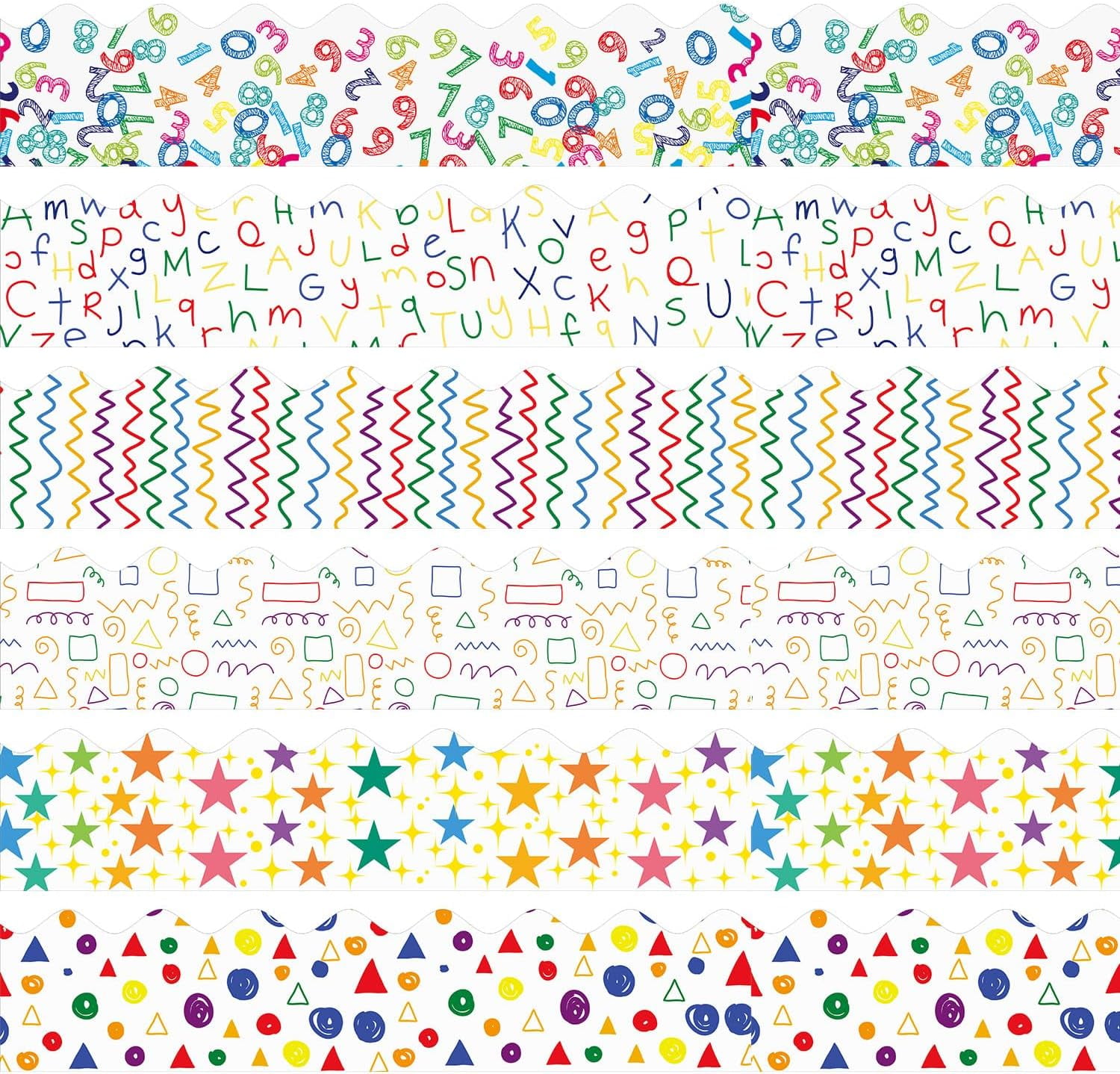 84 Ft Bulletin Board Borders, Colorful Scalloped Rolled Border Trim ...