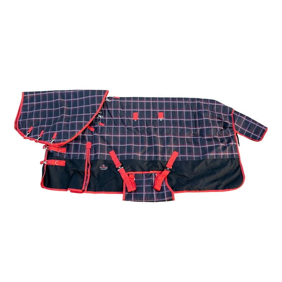 84" Hilason 1200D Waterproof Horse Hood Neck Turnout Blanket Belly Wrap Plaid