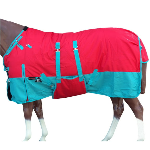 84" Hilason 600D Winter Waterproof Horse Turnout Blanket Belly Wrap Red & Turquoise