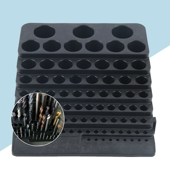 84-Hole Storage Box Organizer Container Tray Holder For Drill Bit Collet Rack Black