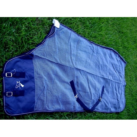 84" Horse Cotton Sheet Blanket Rug Summer Spring Navy Turquoise 5311