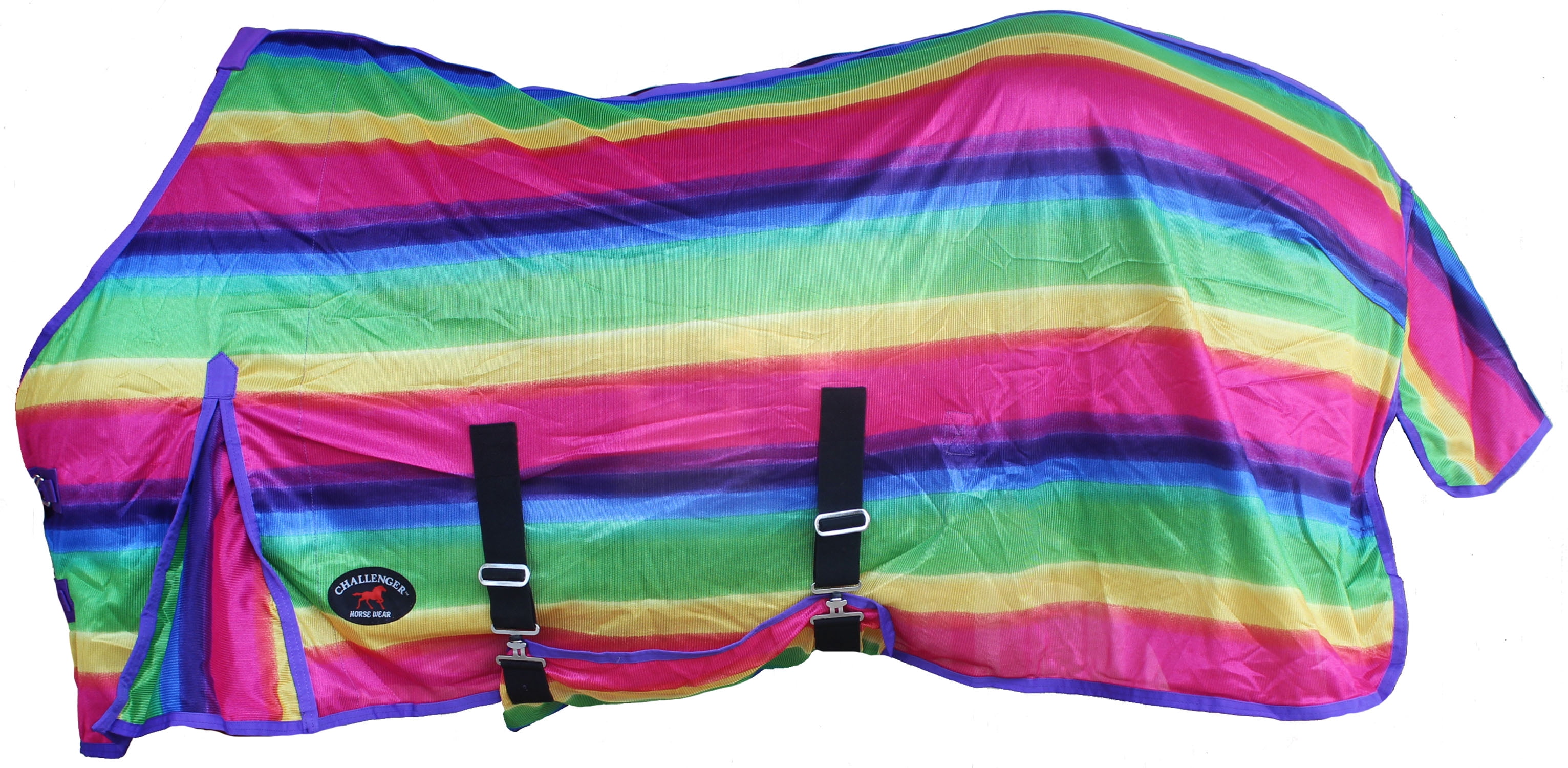 CHALLENGER Horse Mesh Summer Sheet – Leichtes Fliegengitter Für Pferde, Blaugrünes Karomuster, 172.7 Cm