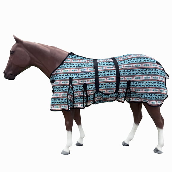 84 In Hilason Horse Fly Sheet Uv Protect Mesh Bug Mosquito Summer White Turquoise