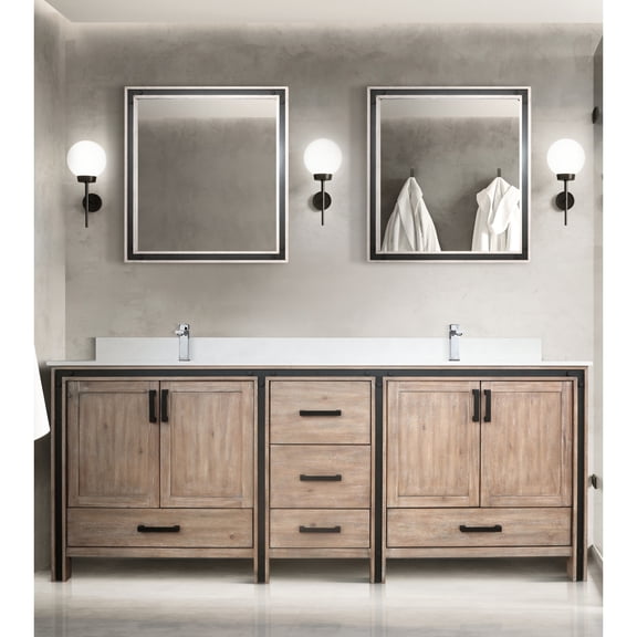 84 In. W X 22 D Rustic Bathroom Vanity - Marble Top, Faucet Included, Soft Close, Stain- And Practical Storage Double Bath 84in. 22in. Faucet,
