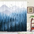 thumbnail image 1 of 84 Inch Blue Misty Forest Shower Curtain Set Ombre Navy Blue White Waterproof Fabric Shower Curtains Nature Tree Mountain Woodland Decorative Bathroom Bath Curtain Decor (Blue,72"x 84"), 1 of 6