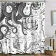 thumbnail image 1 of 84 Inch Extra Long Black Gray Nautical Octopus Shower Curtain Grey Mermaid Funny Ocean Kraken Shower Curtains for Bathroom Cool Coastal Map Waterproof Fabric Bath Curtain 72 x 84, 1 of 6