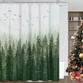 thumbnail image 1 of 84 Inch Green Misty Forest Shower Curtain Set Ombre Eerald Green White Water Repellent Waffle Fabric Shower Curtains for Bathroom Nature Tree Mountain Woodland Decorative Bath Curtain Chirstmas Decor, 1 of 1