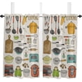 thumbnail image 1 of 84 Inch Long Tier Curtains for Kitchen, Cartoon Kitchen Utensils Pots and Pans Bathroom Window Curtains Rod Pocket Short Curtains Window Treatment Tiers for Living Room Farmhouse 2 Panels, 1 of 5