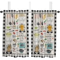 thumbnail image 1 of 84 Inch Long Tier Curtains for Kitchen, Cooking Utensils Pots and Pans Gnome Black and White Buffalo Plaid Rod Pocket Short Curtains Window Treatment Tiers for Living Room Bathroom 2 Panels, 1 of 5