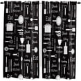 thumbnail image 1 of 84 Inch Long Tier Curtains for Kitchen, Kitchen Cooking Tools Elements Black White Bathroom Window Curtains Rod Pocket Short Curtains Window Treatment Tiers for Living Room Farmhouse 2 Panels, 1 of 1