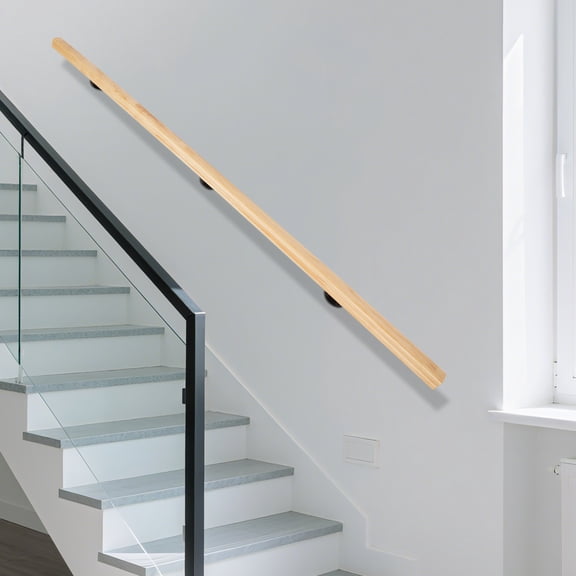 84-Inch Pine Wood Wall Mount Handrail 330 lb Capacity Indoor Outdoor Stair Railing for Home Decor