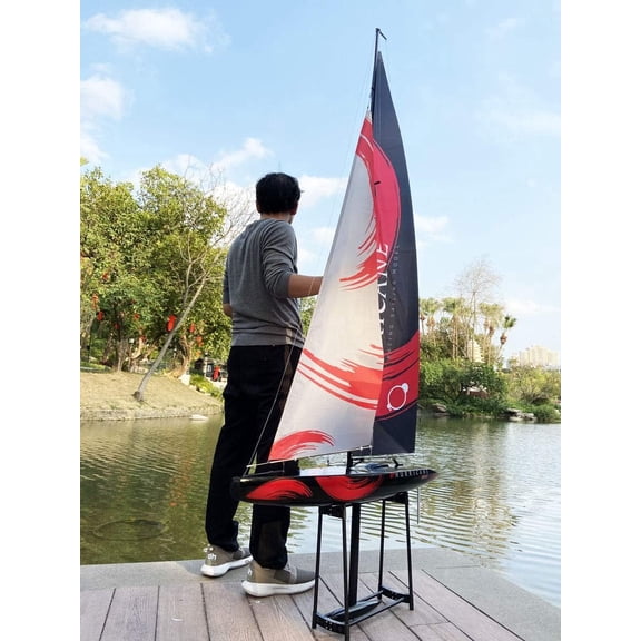 84 Inch Remote Control Boat RC Pre-Assemble Sailboat Accessories Kits 2.4G Electric Boat Sail Watercraft for Adults 14Y+ (L)