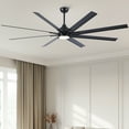 thumbnail image 1 of 84-Inch Super Large Black Ceiling Fan with 8 Aluminum Blades, Remote Control & Reversible Direction - 6-Speed DC Motor, LED Light & Timer for High Ceilings, 1 of 9